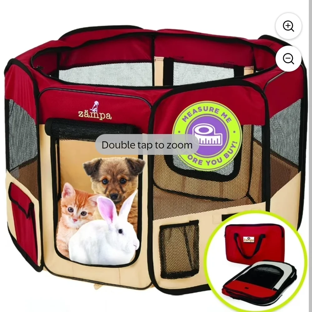 Zampa Portable Foldable Pet Playpen.  Portability: Features a foldab